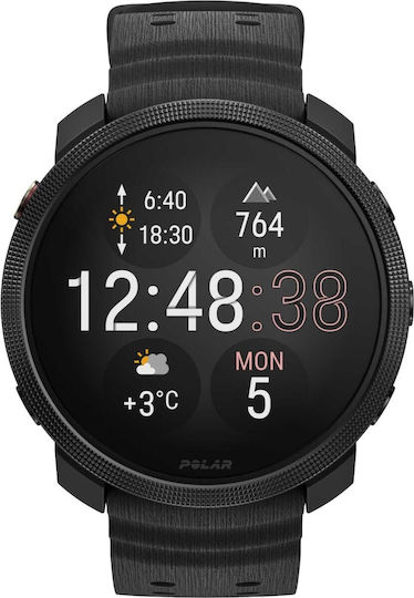 Polar Vantage M3 45mm Αδιάβροχο Smartwatch με Παλμογράφο (Μαύρο)