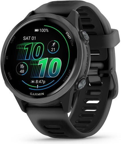 Garmin Forerunner 570 Aluminium 42mm Αδιάβροχο Smartwatch με Παλμογράφο (Slate Gray Aluminum with Translucent Black/Black Band)