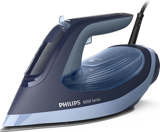 Σίδερο ατμού Philips σειρά 6000 DST6120/20 με πλάκα SteamGlide Plus, ισχύος 2600 W, μπλε