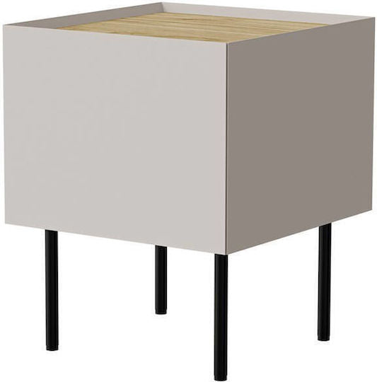 Cama Bedside table, 2 pcs, FELLINI, 40x41x60, cashmere + oiled oak top