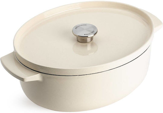 KitchenAid Cast Iron Roaster with Lid, 30 cm Oval, Cream