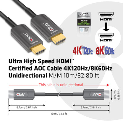 Club3D Active Optical HDMI Cable A → A 2.1, 8K60Hz UHD, 10 Meter (Retail)