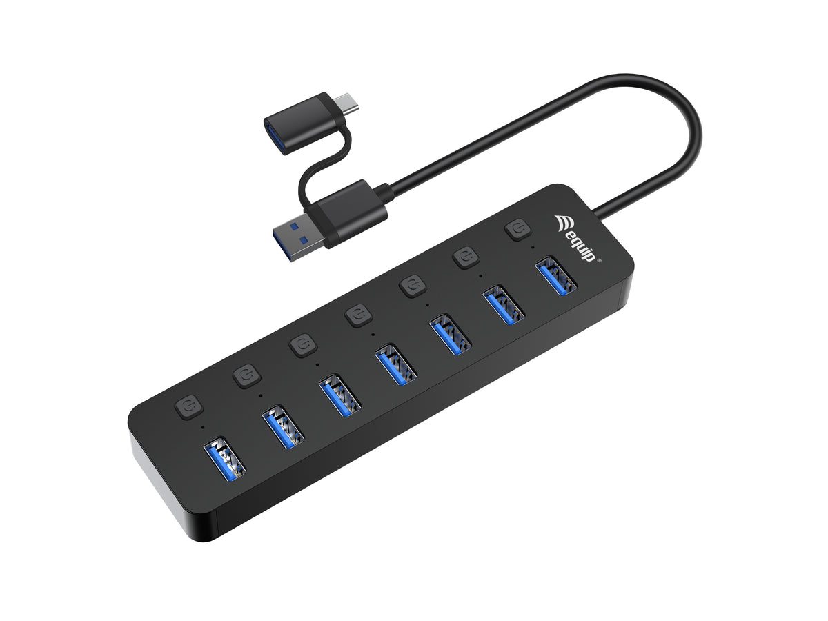 Equip 7-Port USB-A3.2-Hub->7xUSB-A 3.2 +USB-C Adapter  5Gbps