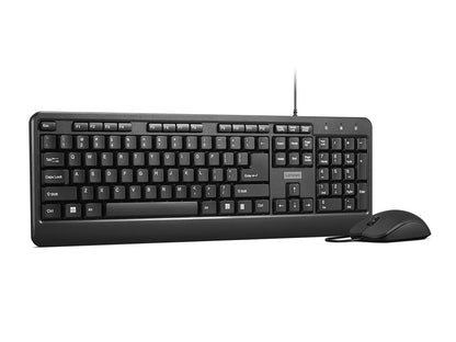 Lenovo 160 Keyboard with Mouse Included, USB, US English Layout, Black, for Home and Office Use