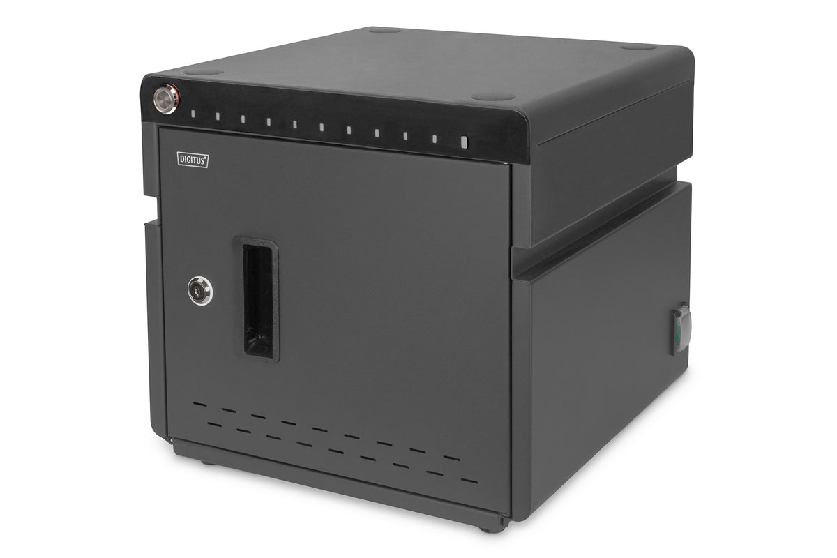 DIGITUS Mobile Charging Cabinet for Notebooks/Tablets 14" — 10 Slots, Black