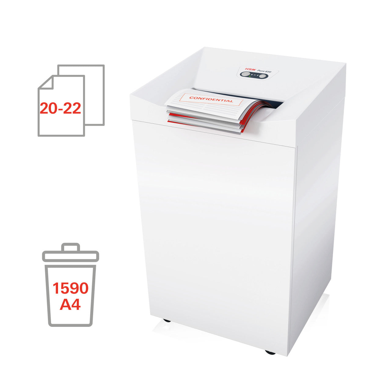 Καταστροφέας εγγράφων HSM Pure 630, 130 λίτρα, κοπή 4,5x30 χιλ.