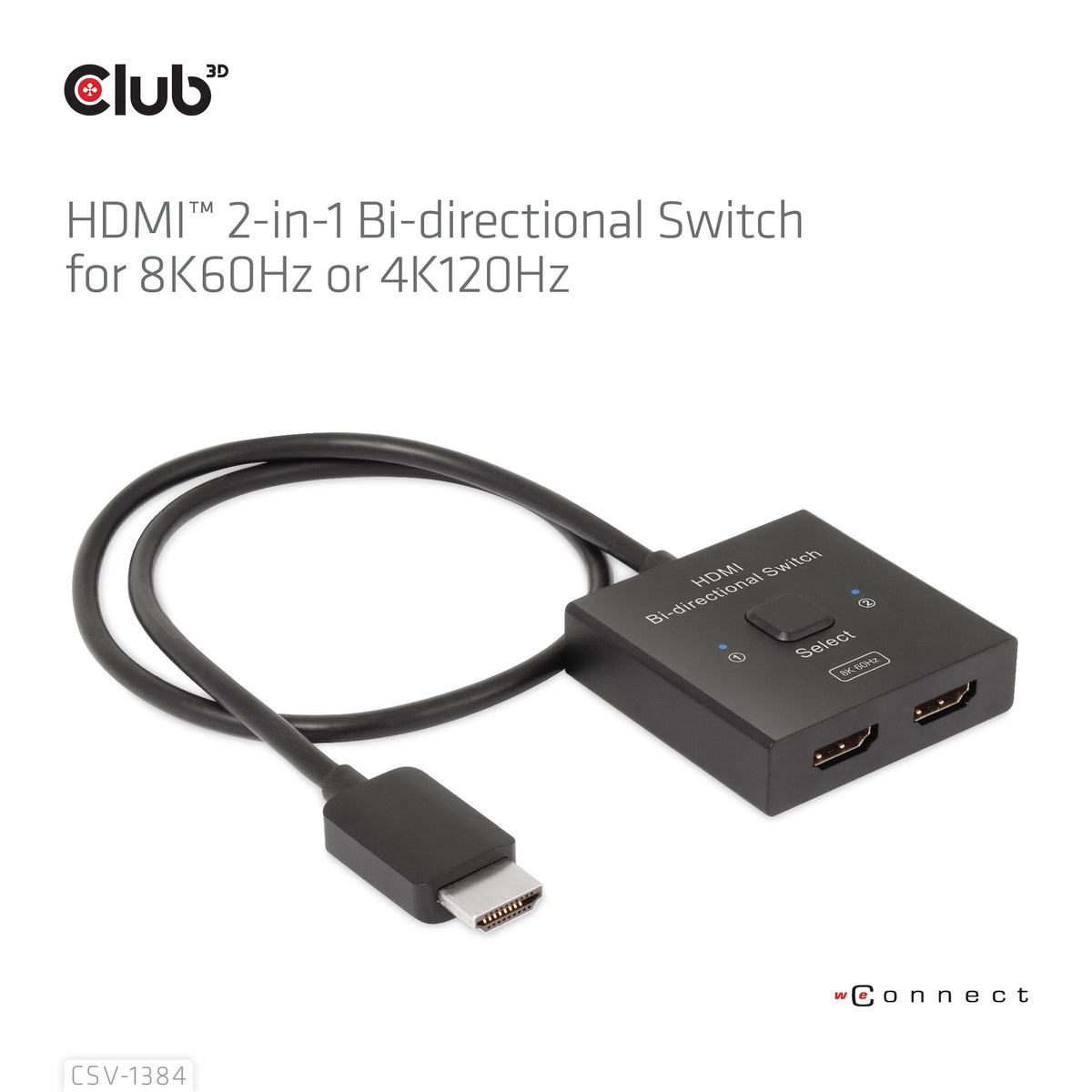 Club3D HDMI Switch 2-in-1 bidirektional   8K60Hz/4K120Hz UHD retail
