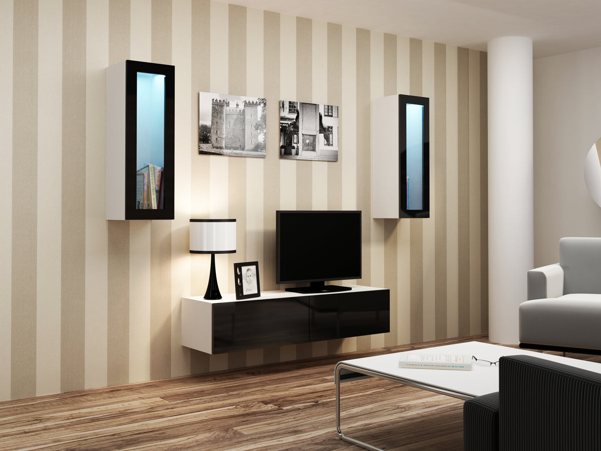 Ντουλάπι Cama VIGO "90" με γυαλί 90/35/32 λευκό/μαύρο γυαλιστερό