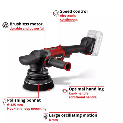Einhell CP-EP 18/125 Li BL‑Solo Floor Polisher 3800 RPM Black