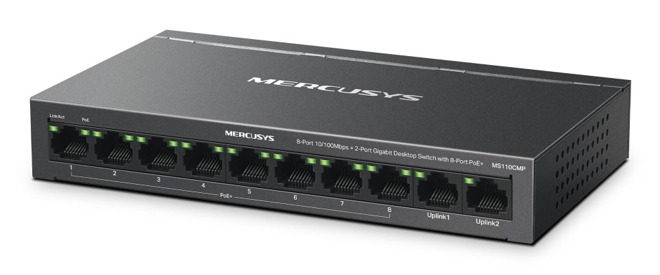 Διακόπτης Δικτύου Mercusys MS110CMP με Υποστήριξη PoE σε Μαύρο Χρώμα