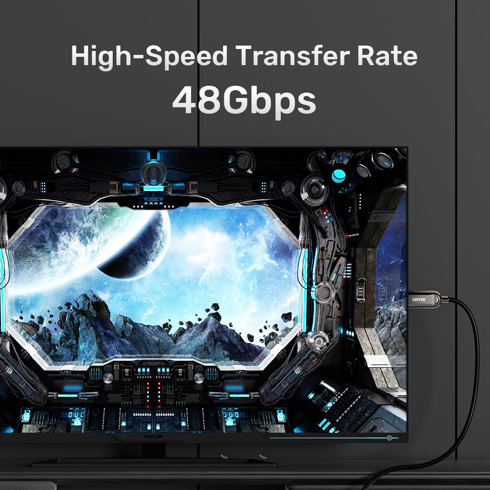Οπτικό καλώδιο HDMI 2.1 AOC Unitek C11085GY01-20M μήκους 20 μέτρων