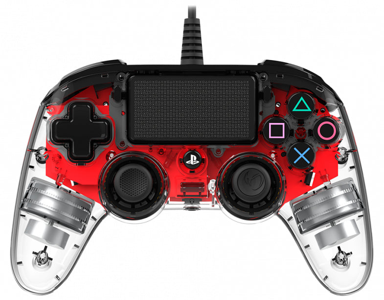 PS4 Nacon Wired Illuminated Compact Controller Light Edition - Red