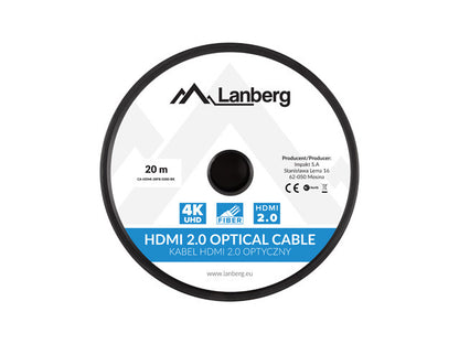 Οπτικό καλώδιο Lanberg CA-HDMI-20FB-0200-BK HDMI Αρσενικό/Αρσενικό, μήκους 20 μέτρων, έκδοση 2.0, υποστήριξη 4K AOC