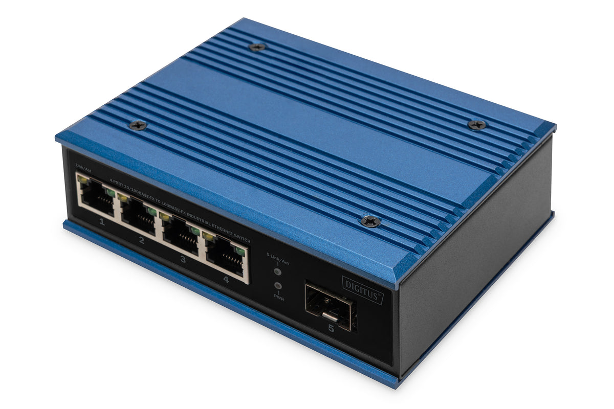 DIGITUS Industrial 4-Port 10/100 Switch – Blue