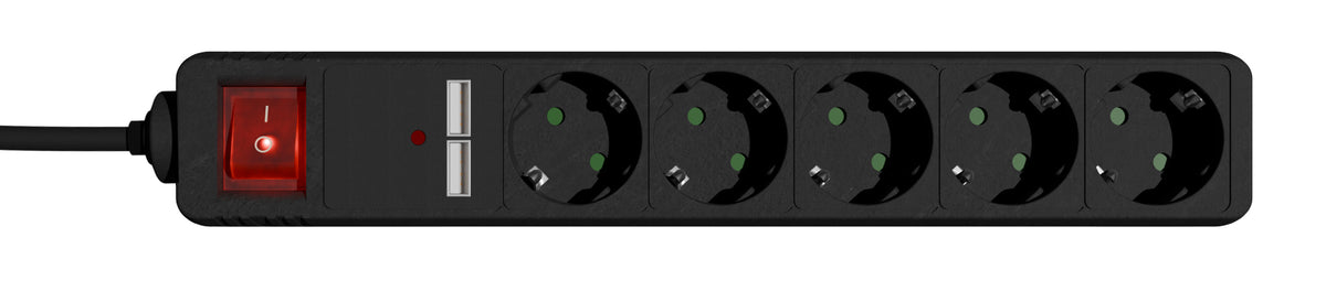 Gembird SPG5-U2-5-02 power extension 1.5 m 5 AC outlet(s) Indoor Black