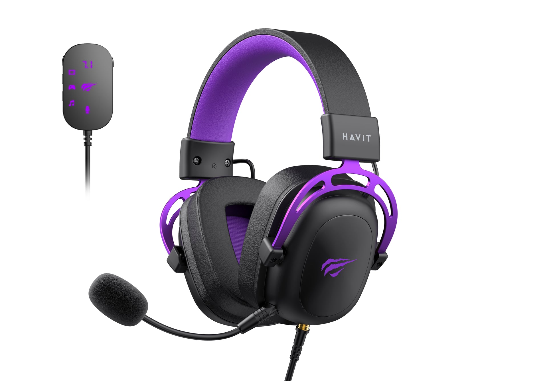 Επαγγελματικά ακουστικά gaming Havit H2002C+U σε μαύρο και μωβ χρώμα