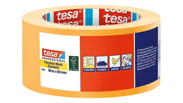 Tesa Masking Tape 50m x 50mm Stand,Prec, yellow 04344