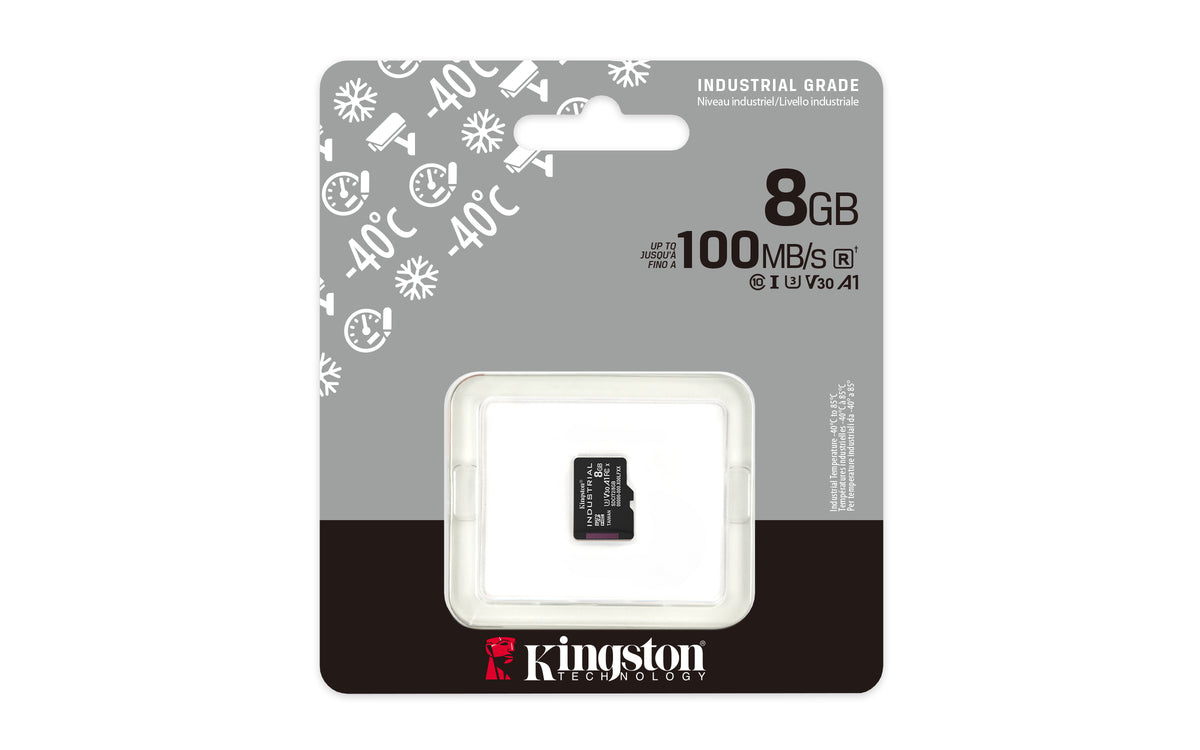 Kingston Βιομηχανική microSDHC 8 GB (Μαύρη, UHS-I U3, Class 10, V30, A1)