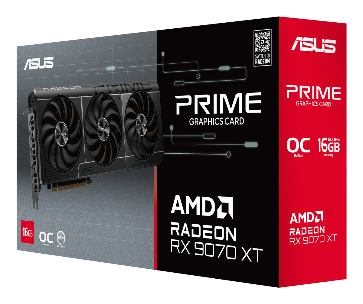 Asus Radeon RX 9070 XT PRIME GAMING OC (Gray, RDNA4, GDDR6, 3x DisplayPort, 1x HDMI 2.1)