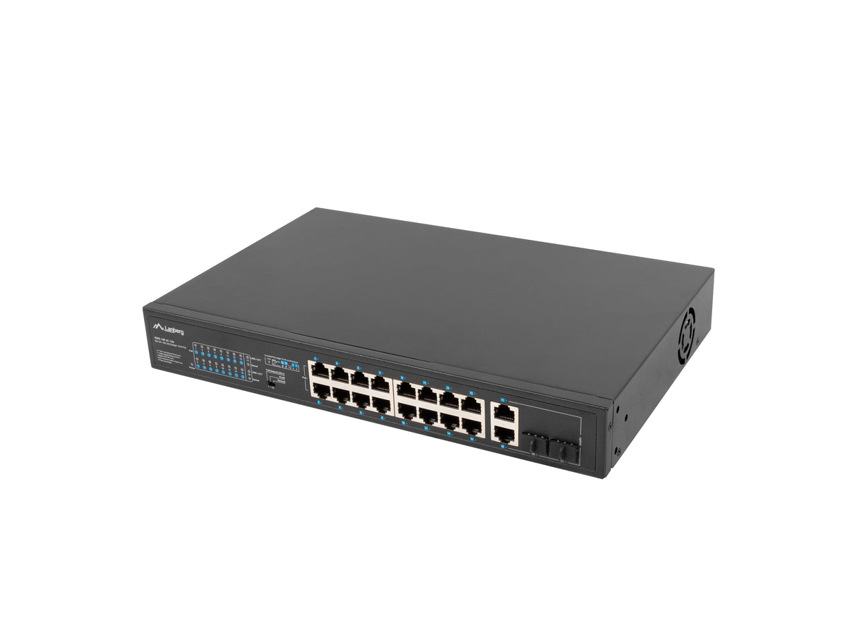 Lanberg 19" Rack Switch PoE+ 16x 100Mb / 2x Combo Gigabit Ethernet 150W