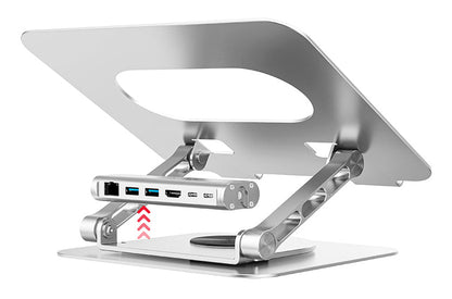 Adjustable laptop stand + USB-C HDMI hub Unitek D1109B01 PD 100W