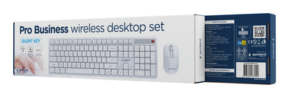 Gembird KBS-WMS-01-W Silent key Pro Business wireless desktop set, white, US layout