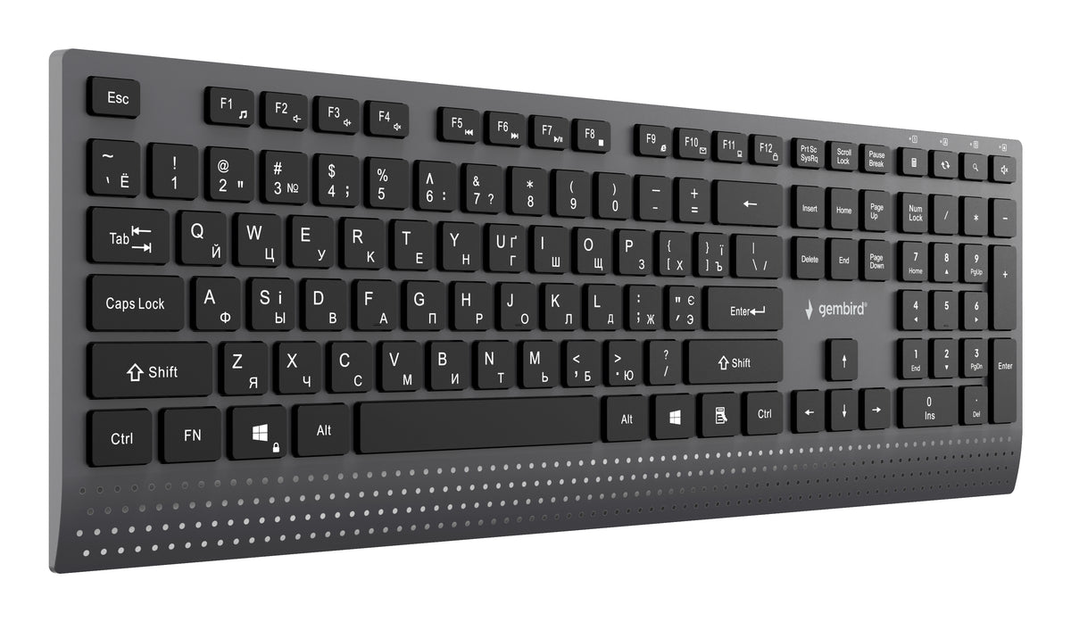 Gembird KB-MCH-06-CYRL Slim wired multimedia keyboard with Type-C adapter, Cyrillic layout, black