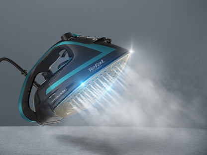 Tefal Puregliss FV8066 Dry & Steam Iron with Durilium AirGlide Autoclean Soleplate, 3000 W, Black/Blue