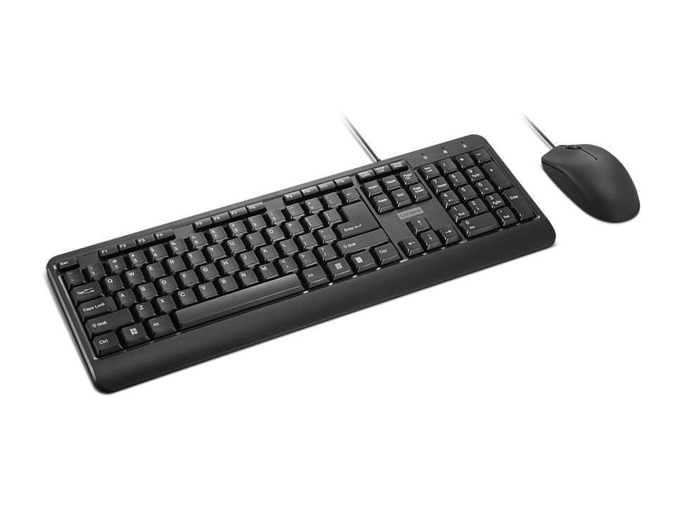 Lenovo 160 Keyboard with Mouse Included, USB, US English Layout, Black, for Home and Office Use