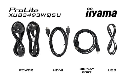 iiyama ProLite XUB3493WQSU-B6 computer monitor 86.4 cm (34") 3440 x 1440 pixels UltraWide Quad HD LED Black