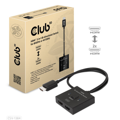 Club3D HDMI Switch 2-in-1 bidirektional   8K60Hz/4K120Hz UHD retail