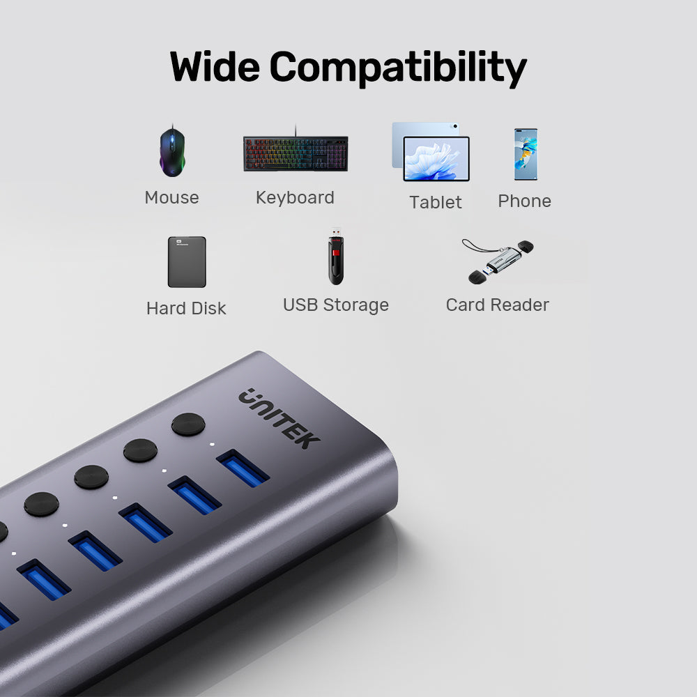 USB-A 3.0 5 Gbps hub with 7-in-1 switch Unitek H1314A01-EU