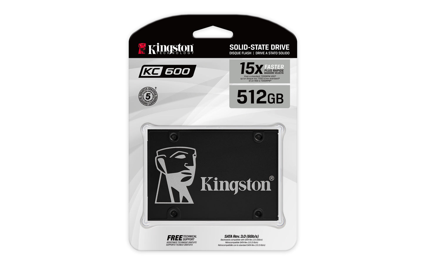 KC600 512 GB (schwarz, SATA 6 Gb/s, 2,5")