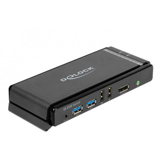 DeLOCK Switch KVM DisplayPort 1.4, 8K 60Hz, USB 3.2 Gen 1, Ήχος (γκρι/μαύρο)