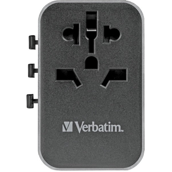 Verbatim Universal-Reiseadapter UTA-04 (schwarz/silber, 3x USB-A, 2x USB-C)