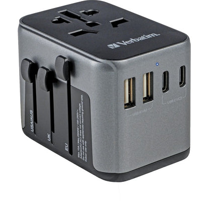 Verbatim Universal Travel Adapter UTA-03 (Black/Silver, 2x USB-A, 3x USB-C)
