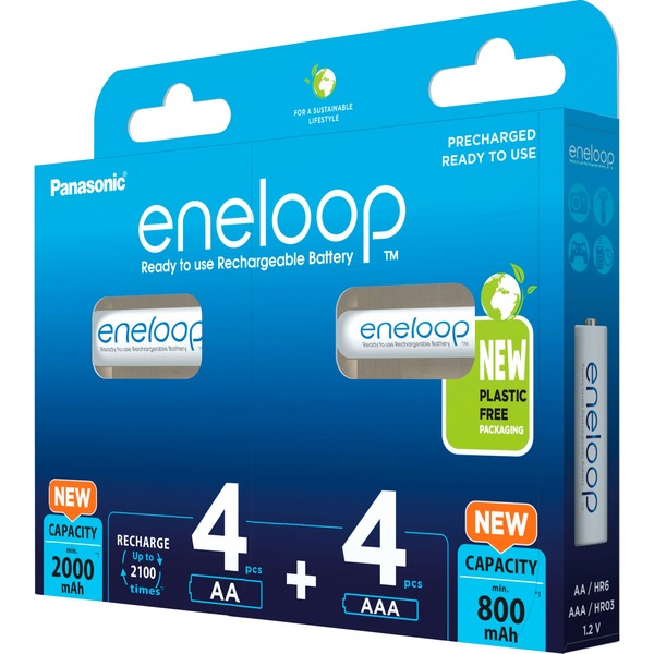 Panasonic Akku eneloop 4+4 Kombi 1,2V, 4x Micro AAA + 4x Mignon AA (8 Stück)