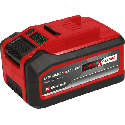 Einhell Akku Power-X-Change Plus Multi-Ah 18 Volt 5.0 to 8.0 Ah (Red/Black, Multi-Ah Technology)