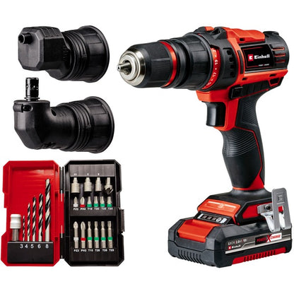 Einhell Power X-Change Akku-Bohrschrauber TE-CD 18/45 3X-Li +22, 18Volt (rot/schwarz, Li-Ion-Akku 2,0Ah, 22-teiliges Zubehör)