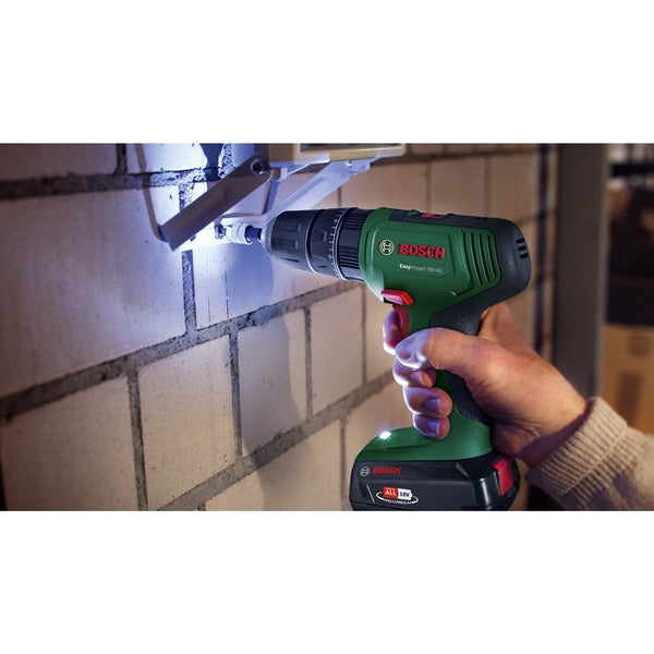 Bosch Powertools Akku-Schlagbohrschrauber EasyImpact 18V-40 + SystemBox (grün/schwarz, 2x Li-Ionen Akku 1,5Ah, POWER FOR ALL ALLIANCE)