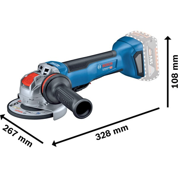 Bosch Powertools X-LOCK Akku-Winkelschleifer GWX 18V-10 P Professional solo, 18Volt (blau/schwarz, ohne Akku und Ladegerät, in L-BOXX)