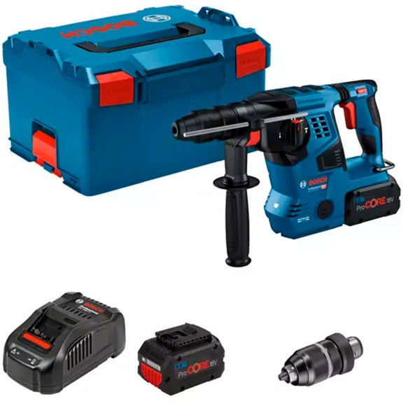 Bosch Powertools Akku-Bohrhammer GBH 18V-28 CF Professional, 18Volt (blau/schwarz, 2x Akku ProCORE18V 8,0Ah, Bluetooth, in L-BOXX)