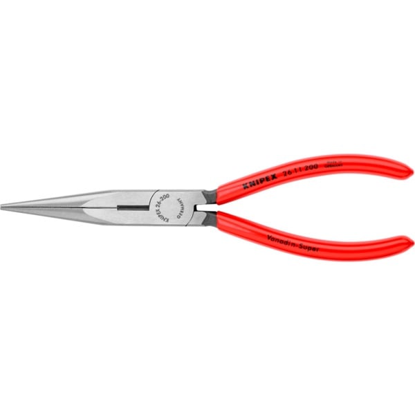 Knipex Flachrundzange mit Schneide 26 11 200, Storchschnabelzange (rot/blau, gezahnte Greifflächen, Länge 200mm)