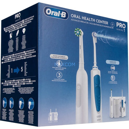 Oral-B Center OxyJet Cleaning System - Water Flosser + Oral-B Pro 1 Electric Toothbrush (White)