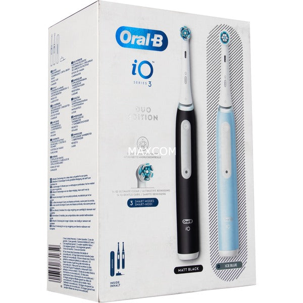 Oral-B iO Series 3N Duo Electric Toothbrush (Matte Black/Ice Blue, Includes 2 Handle Units)