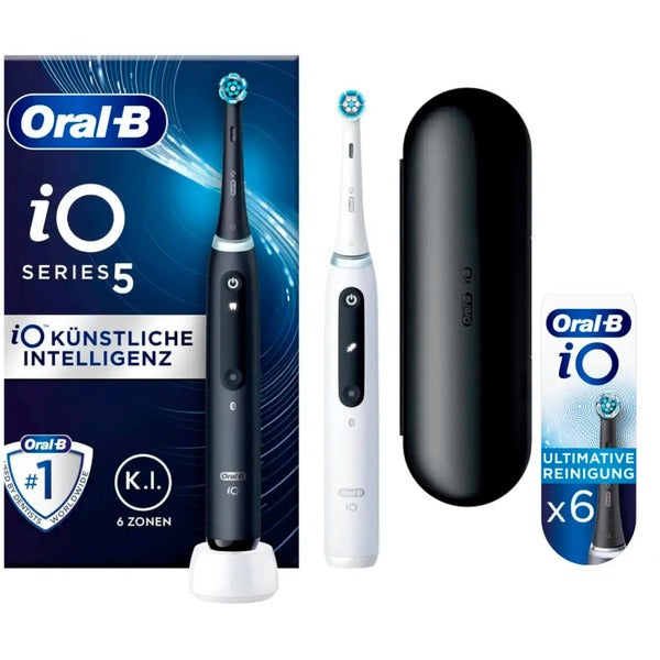 Oral-B Oral-B iO Series 5 Duo, Elektrische Zahnbürste (schwarz/weiß, Matt Black/Quite White inkl. 2. Handstück)