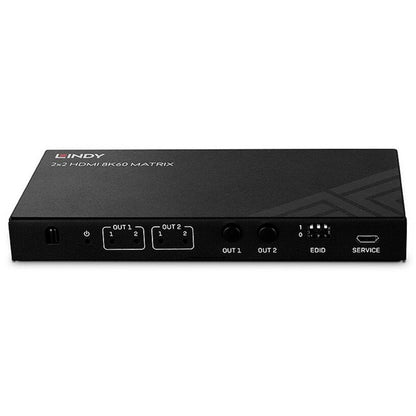 Lindy 2x2 8K60 Matrix HDMI Switch (schwarz, EDID Management, Fernbedienung)