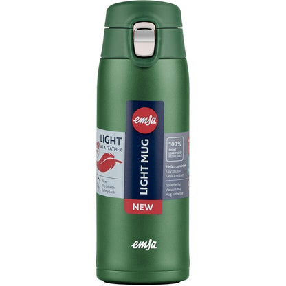 Emsa TRAVEL MUG light Thermobecher (dunkelgrün, 0,4 Liter, Flip-Deckel)