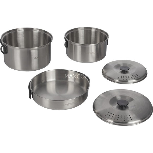 Campingaz Topf-Set Camping Kit, 5-teilig (edelstahl, 2 Töpfe + 2 Deckel + 1 Pfanne)