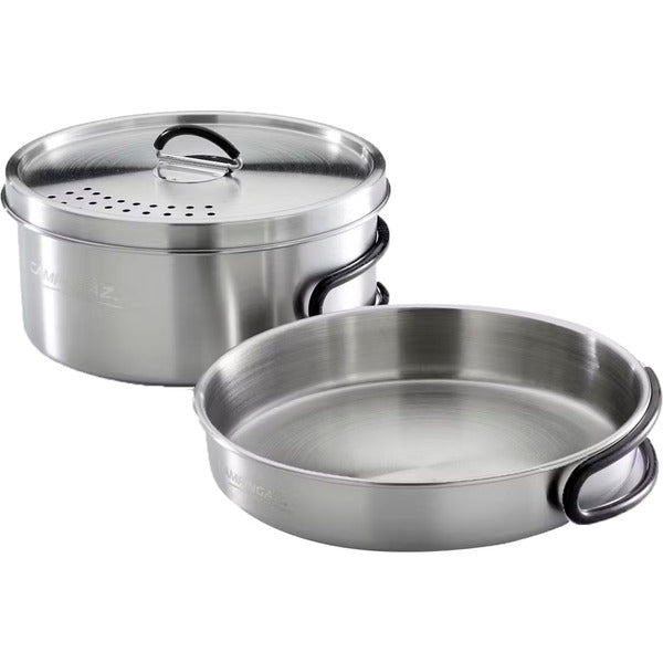 Campingaz Trekking Kit Cookware Set, 3-Piece (Stainless Steel, 1 Pot + 1 Lid + 1 Pan)
